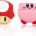 [2 Pack] TOLUOHU Case for Airpods Pro,3D Cute Cartoon Funny Anime Character for Girls Boys Kids Teens Women,Shockproof Soft Silicone Case with Keychain(New Star Kabi+Mushroom)