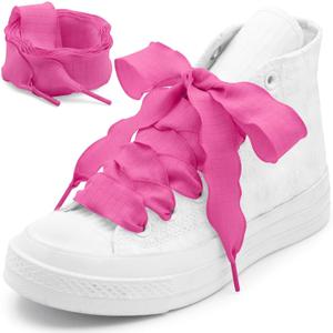 Fishtail Pleated Shoe Laces: 2 Pairs 2.5 CM Wide Flat Ruffle Shoelaces
