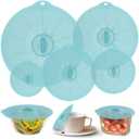 Silicone Lids for Food Storage - Silicone Bowl Covers Pot Lids BPA Free Suction Lids Silicone Microwave Cover Pot Covers for Cups Bowls Pots Pans Oven Fridge (Clear Turqouise)