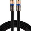 GE Coaxial Cable, 100ft, RG6, F-Type Connectors, Double Shielded Coax, Input Output, Low Loss Coax, Ideal for TV Antenna, DVR, VCR, Satellite Receiver, Cable Box, Home Theater, Black, 34842