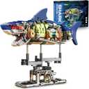 Mechanical Shark Animal Building Block Set for Boys Age 8-12, Compatible with Lego Shark, Movable Sea Animal with Display Stand for Home/Office Decor, Christmas Birthday Toy Gifts for Adults