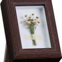 2x3 Mini Shadow Box Frame Real Glass Small Shadow Box Display I Deep Display Case for Coins, Pins, Photo, Dried Flowers, Baby Keepsakes Small Shadowbox for Wall or Tabletop (Walnut Color)