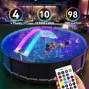 Solar Pool Fountain with 10-Color 4-Mode RGB LED Lights, Above/Inground Solar Lights with Remote, 360Adjustable Dual Spray Waterfall Sprinkler Fountain for Relaxation & Cooling 10-20F