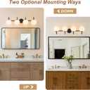 Globe Vanity Light, 31" Modern Gold Bathroom Light Fixtures Mid-Century Milk Glass Vanity Light 4-Light Wall Sconce Black