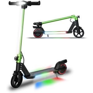 Foldable Electric Scooter for Kids, with Bright Front LED Lights,Shining Pedal, LED Display, Dual Brakes 150W Motor Kids Electric Scooter, UL2272 Certified