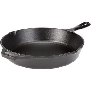 Lodge 13-1/4 Inch Cast Iron Pre-Seasoned Skillet  Signature Teardrop Handle - Use in the Oven, on the Stove, on the Grill, or Over a Campfire, Black (13.25 Inch)