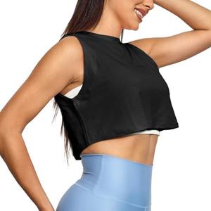 VIPONES Yoga Cropped Tank Tops for Women - Sleeveless Sports Shirts Athletic Running Gym Workout Tops with a Split Back XL