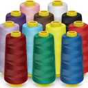 12 Pack Serger Thread Cones, 1800 Yards Each Spool Overlock Thread, PolyesterThread 40s/2 for Serger&Overlock, Quilting, Piecing, Sewing Machine