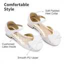 DREAM PAIRS Girls Dress Shoes Closed Toe Low Heels Ankle Strap Bow Ballet Wedding Party Sandals Princess Flower Shoes for Little Kid (White, Size 2)