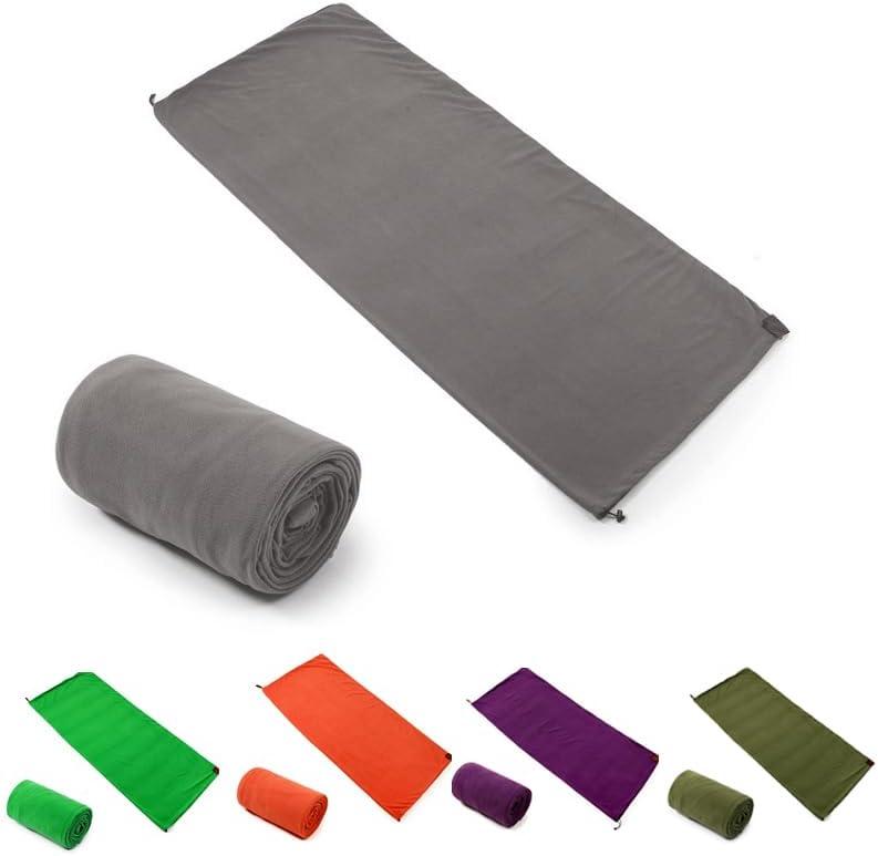 Fleece Sleeping Bag Liner Sleeping Blanket Sheet Lightweight Travel Outdoor Indoor Camping Warm Summer (Gray)