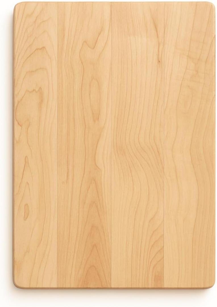 Vandroop Hard Maple Cutting Board for Kitchen 18X12 1.1 Thick, Reversible Wood Cutting Boards with Invisible Inner Handle, Eased Corners, Wooden Chopping Board