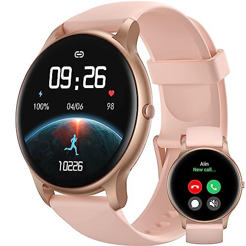 Parsonver Smart Watch for Women(Answer/Make Calls), HD Screen Fitness Tracker IP68 Waterproof, 100+ Sport Modes, Heart Rate/Sleep/SpO2/Steps Monitor, Round Smartwatch for Android & iPhone, Rose Gold