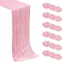 6Pack Light Pink Cheesecloth Table Runner Boho Gauze Cheese Cloth Table Runners Sheer Pink Table Runner for Wedding Party Baby Shower Birthday Home Decor