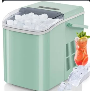 Countertop Ice Maker Machine with Handle, 26lbs in 24Hrs, 9 Ice Cubes Ready in 6 Mins, Auto-Cleaning Portable Ice Maker with Basket and Scoop, for Home/Kitchen/Camping/RV.