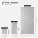 REDKISS Ultra Soft Bath Towels Set of 6 Large 35"x70" | 100% Microfiber, Highly Absorbent & Quick Dry | Grey Towels for Bathroom, Spa, Gym | 2 Bath, 2 Hand, 2 Washcloths