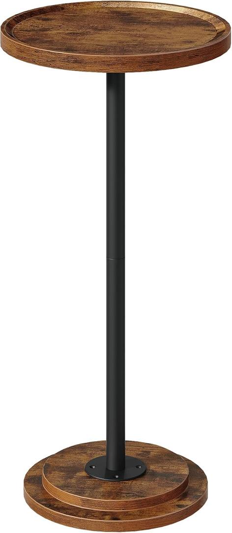 CHOEZON Drink Table, Small Round Side Table for Small Spaces, Thickened Base End Table, for Living Room, Bedroom, Rustic Brown and Black TBZ30BF