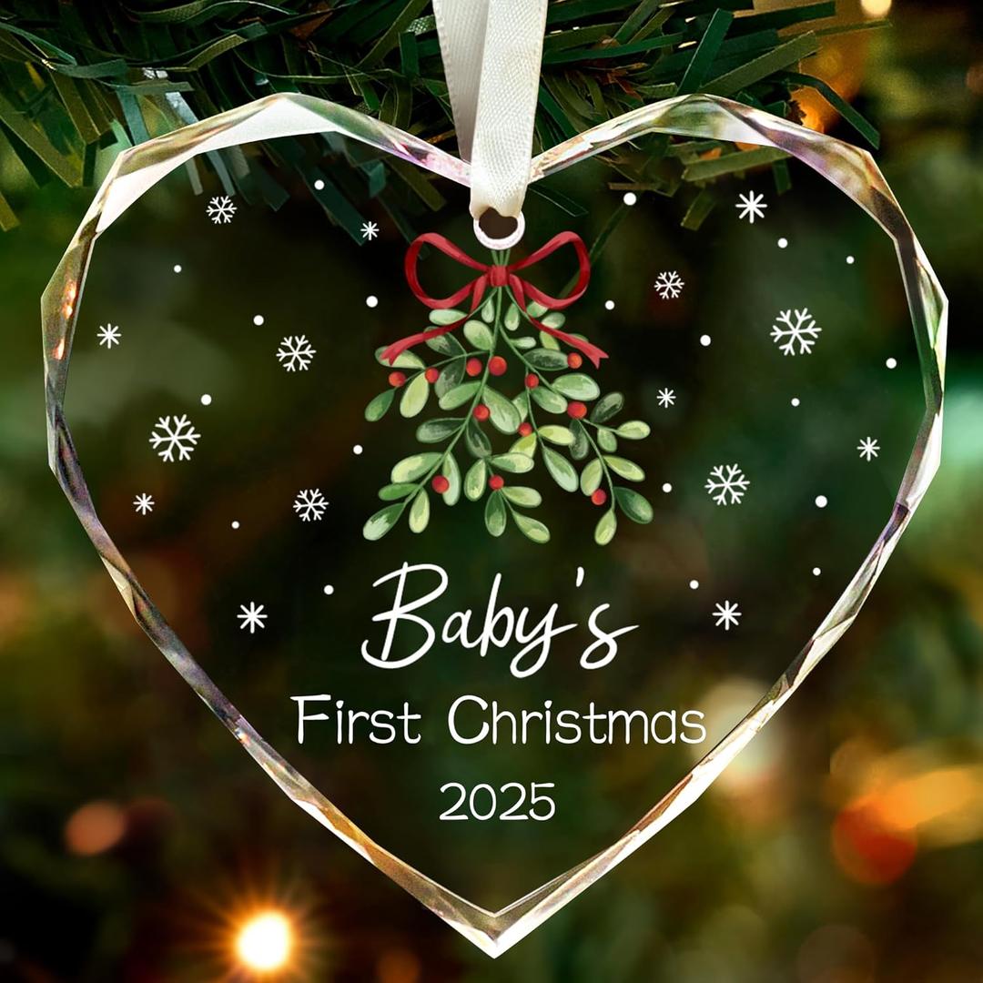 Baby's First Christmas Ornament 2025,Babys Christmas Ornament for Girl,Boy,Glass Babies Christmas Ornaments with Box