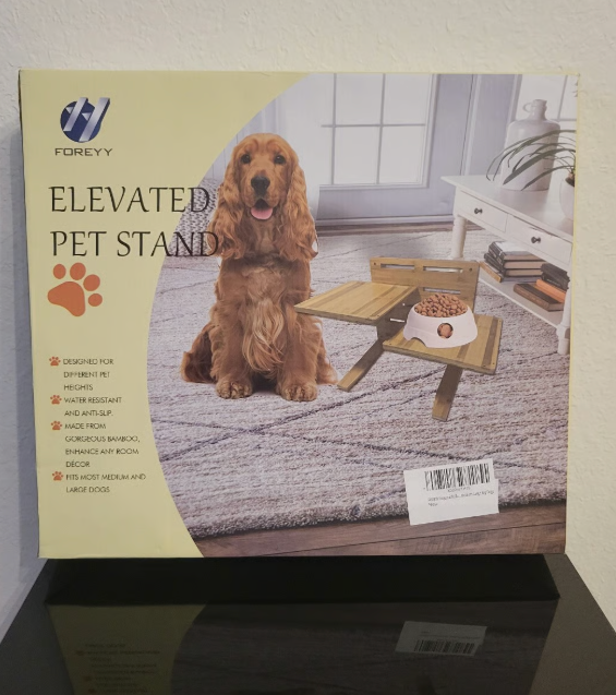 Adjustable Raised Dog Bowls,Bamboo Elevated Feeder Stand with Non-Skid Feet for Food and Water,5 Level Wooden Pet Dining Table Comfort Feeding Station