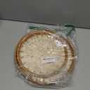 Frcctre 2 Pack Round Rattan Tray with Mother of Pearl Inlay, Rattan Serving Tray with Wooden Base, Decorative Wicker Basket for Bread Fruit Food Coffee Breakfast, Storage and Display, 2 Sizes