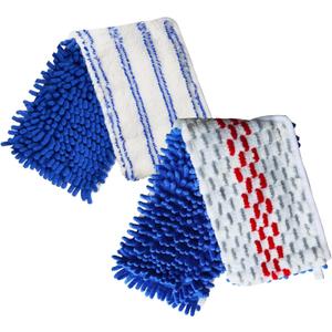 2 Pack Flip Mop Refills Compatible with O Cedar Mop, Flat Dust Mop Head Replacement for Dry & Wet Use, Chenille + Microfiber Mop Cover Pad for Deeper Cleaning, Double Sided Use for Hardwood Floor (White Blue/Red Blue - 2 Combinations With Different Appearance Functions)