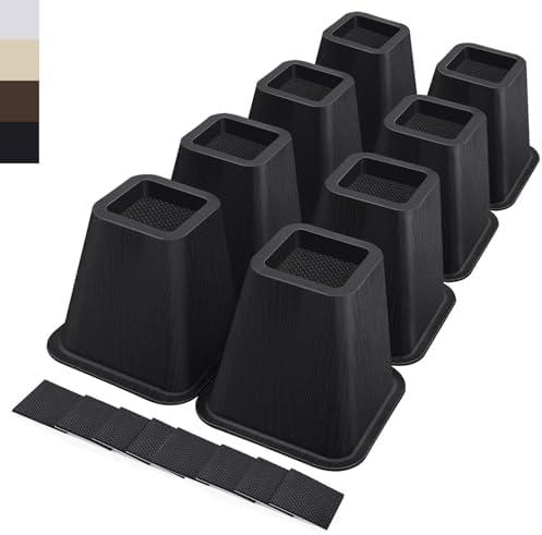 ANNKUT 6 Inch Heavy Duty Bed Risers, Furniture Risers for Desk, Chair, Table or Sofa, Couch Lift Risers, Supports up to 2200 lbs per Leg(3 Pack Black)