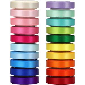 VATIN Colorful Satin Ribbon Set, 3/8 Inch x 20 Colors,Total 100 Yards-Double Faced Ribbon for Gift Wrapping CraftBirthday Decorations,Baby Shower Decorations