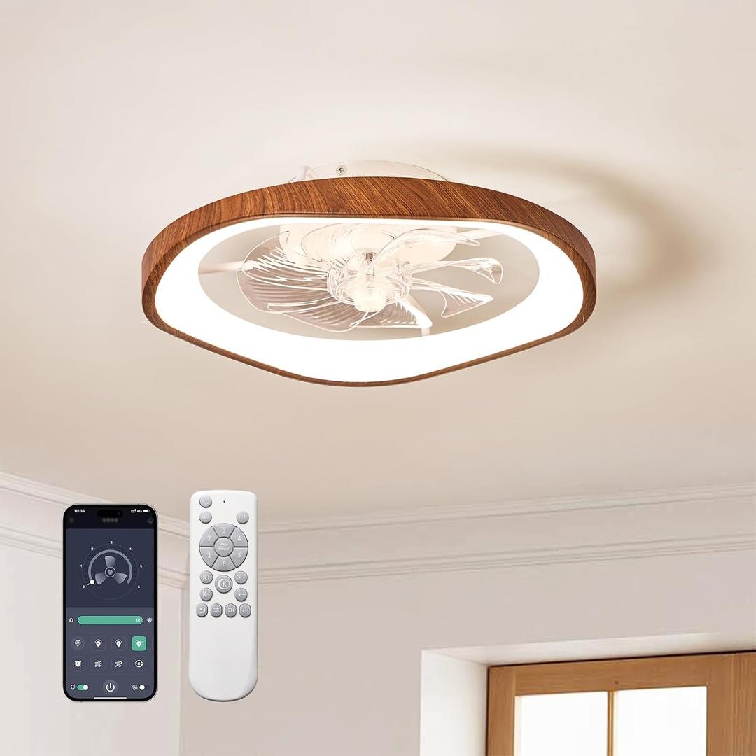 20" Low Profile Ceiling Fan with Lights, Modern LED Ceiling Fan, 19.7"