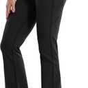 BUBBLELIME 29"/31"/33"/35"/37" Women High Waist Bootlegs Yoga Pants Tummy Control Bootcut Workout Flared Out Pockets (XX-Large, Cotton Feel Side Pockets_black)