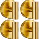 Heavy Duty Reusable Suction Cup Hooks for Shower - No Drill Bathroom/Glass/Mirror/Tiles & Metal Surfaces,and Smooth Non-Porous Surfaces for Towels, Robes, Loofahs (4, Brushed Gold)