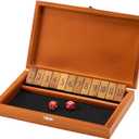 Shut The Box Dice Game with 12 Numbers and Lid, Wooden Classic Board Game with 4 Dice, Gift Package & Game Rules, Close The Box Game for Kids, Adults, Family, Classroom, Home & Pub