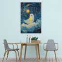 GSPQAZ Smiling Ghost with Star Canvas Print - Playful Halloween Wall Art for Home Dcor 12x18-Unframed (U696)