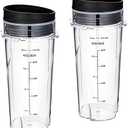 QB3001SS/ QB3000SS Blender Cups for Ninja Replacement 16oz, Fit Compact Personal Blender with Lids- 2 Pack.