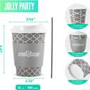 JOLLY PARTY [100 Sets] 12 oz Paper Coffee Cups, Disposable Coffee Cups with Lids, Sleeves and Straws, Hot Cold Beverage Drinking Cup for Water, Coffee or Tea, To-Go Cup Suitable for Office and Travel