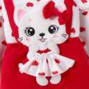 Baby Girl Clothes Newborn Romper Cute Cat Ruffled Long Sleeve Love Fall Winter Outfits with Bow Headband, Size 9-12 Months
