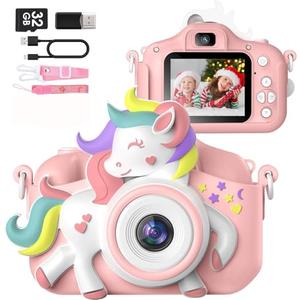 Kids Camera for 3-8 Years Old Toddlers Childrens Boys Girls Selfie Camera 20 MP HD 1080P IPS Screen Dual Digital Toy Camera for Kids Christmas Birthday Gifts with 32Gb Card