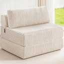 Convertible 4-in-1 Folding Sofa Bed Boneless Sleeper Chair Couch Foldable Chaise Lounger & Mattress Pocket Coils+Foam Fill Medium Support, No Assembly for Living Room/Bedroom, Twin Beige