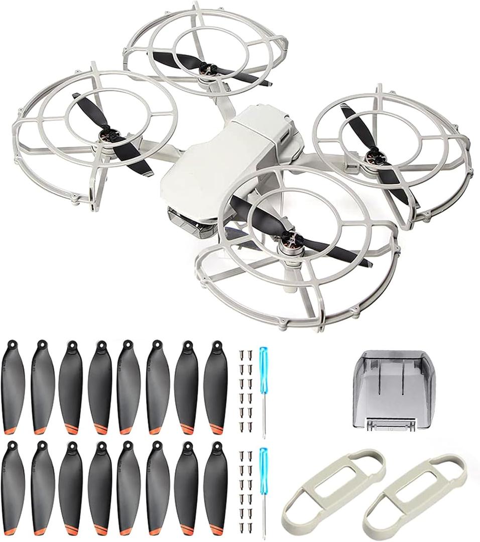 360 Mini 2 Propeller Guard+16Pcs Low-Noise Propellers and Quick-Release Blades Props+Gimbal Protector Cover+1Pair Propellers Holder for DJI Mini 2/Mini 2 SE/Mini SE/Mini 4K Drone Accessories