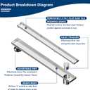 Neodrain 24-Inch Offset Linear Shower Drain with Tile Insert Grate Cover, Brushed 304 Stainless Steel Rectangle Side Outlet Shower Floor Drain, Adjustable Leveling Foot, Hair Strainer/Catcher