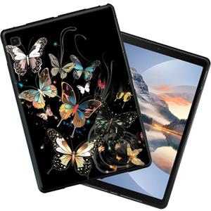 Black Tablet Case for Samsung Galaxy Tab A7 Lite 2021 8.7 Inch (SM-T220/T225/T227), Soft TPU Silicone Protective Shell Shockproof Case for Galaxy Tab A7 Lite 2021, Butterfly