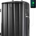 KROSER Hardside Expandable Carry On Luggage with Spinner Wheels & Built-in TSA Lock, Durable Suitcase Rolling Luggage with USB Port, Carry-On 20-Inch, Black