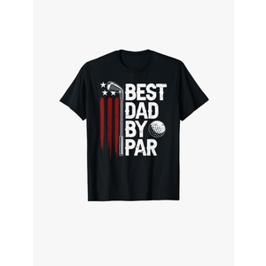Golf Best Dad By Par Daddy Golfer American Flag Father's Day T-Shirt L