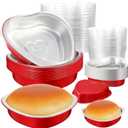 Meanplan 30 Pack Heart Shaped Cake Pans 21 oz, 9 oz Aluminum Heart Shaped Foil Pan Disposable Valentine Cake Baking Mold with Lids Galentine's Day Cupcake Dessert Boxes for Valentine Parties