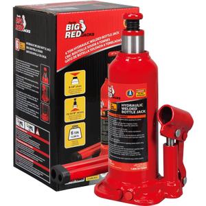 BIG RED T90603B Torin Hydraulic Welded Bottle Jack, 6 Ton (12,000 lb) Capacity, Red