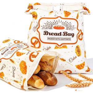 2-Pack XL Zipper Cotton Beeswax Bread Bags, 1713 Inches Reusable, Fridge Safe to Keep Homemade Sourdough Fresh