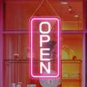 inShareplus 16.5"x 9" Super Bright Open Sign, Dimmable Open Signs for Business, Powered by USB with ON/OFF, Light up LED Open Sign for Coffee Shops, Stores Window (Pink-White)