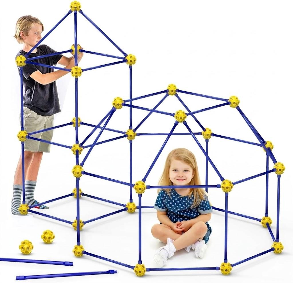 Fort Building Kit for Kids,STEM Construction Toys, Christmas & Birthday Gift for 4 5 6 7 8 9 10 11 12 Years Old Boys and Girls,Ultimate Creative Set for Indoor & Outdoors Activity, 72 Pcs,Original 