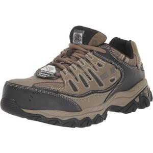 Skechers Men's Cankton Steel Toe Construction Shoe  Electrical Hazard Rated, Memory Foam, Pebble/Black, 13
