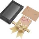 King Will Black Gift Box Set for Thanksgiving, Christmas, Birthday, 6.9''x4.2''x0.7'' Packaging Box with Greeting Card and Gold Weft Ribbon Bow Tie