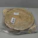 Woven Placemats Set of 4, 12" Natural Water Hyacinth Round Rattan Placemats with Wooden Beads Napkin Rings for Kitchen Dining Table Decor