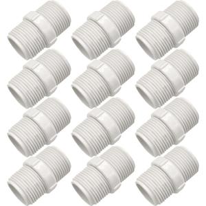 YSIL 12 Pack 3/4 Inch PVC Nipple Coupling Adapter PVC NPT Male x Male Thread for Plumbing Schedule 40
